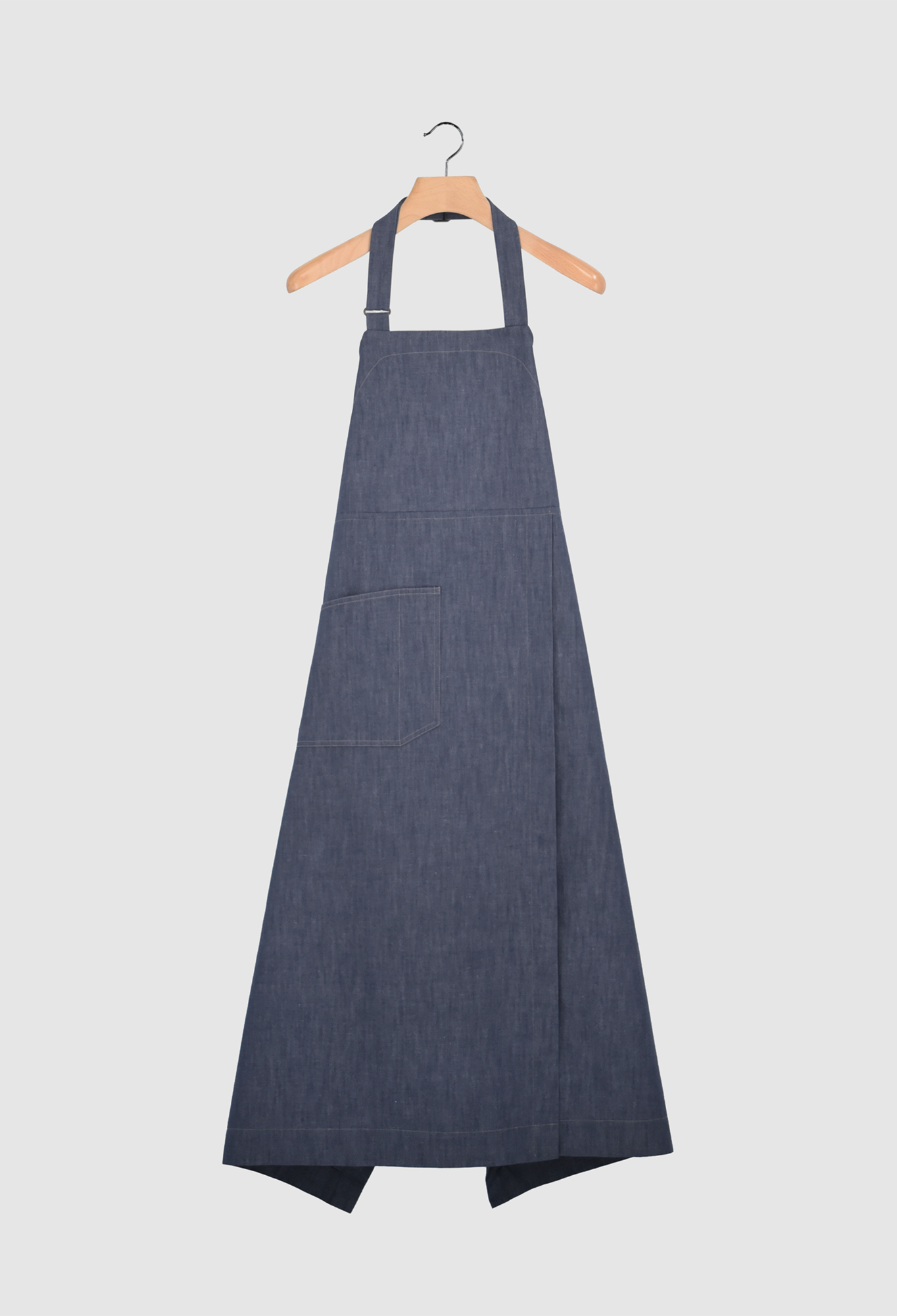 FRANCES - Cotton Linen Blend Apron With Split Leg Detail in Indigo