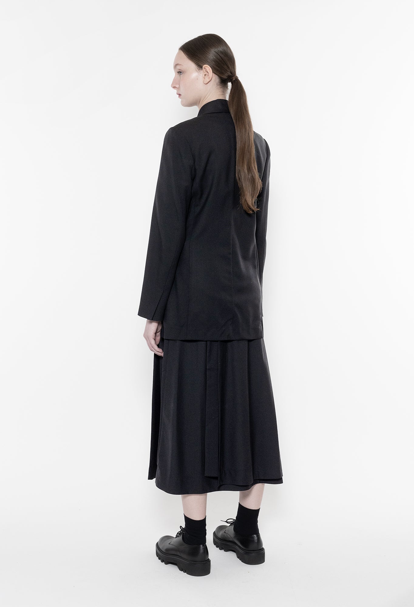 WEIMAR - Asymmetric Wool Gabardine Jacket in Black