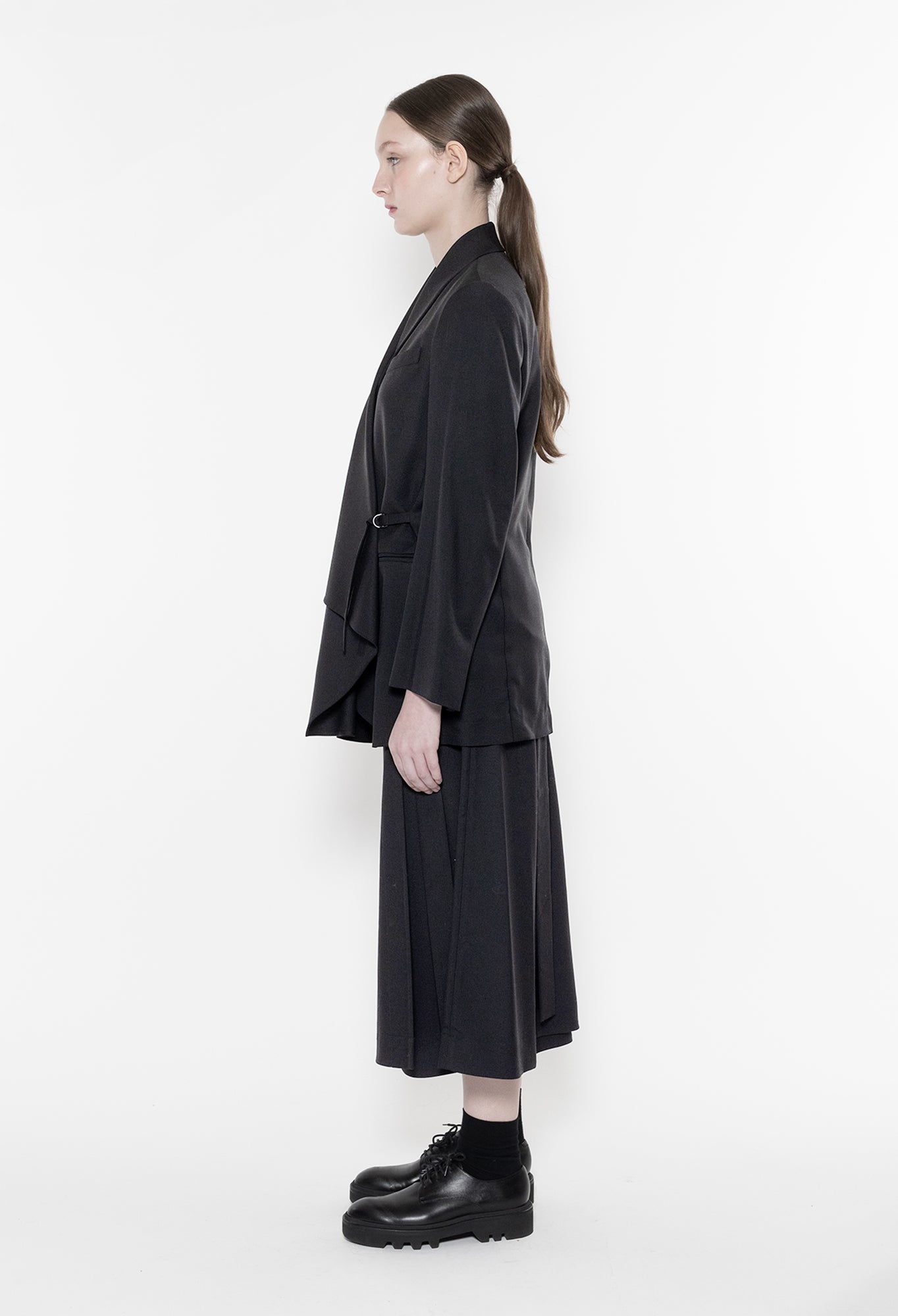 WENDELLY - Wool Gabardine Skirt in Black