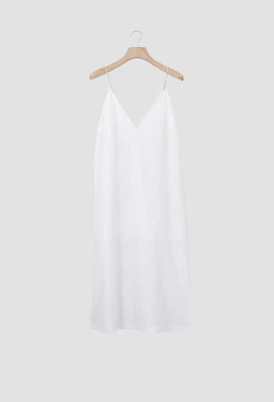 GRETA - White Lined Summer Silk and Cotton Dress