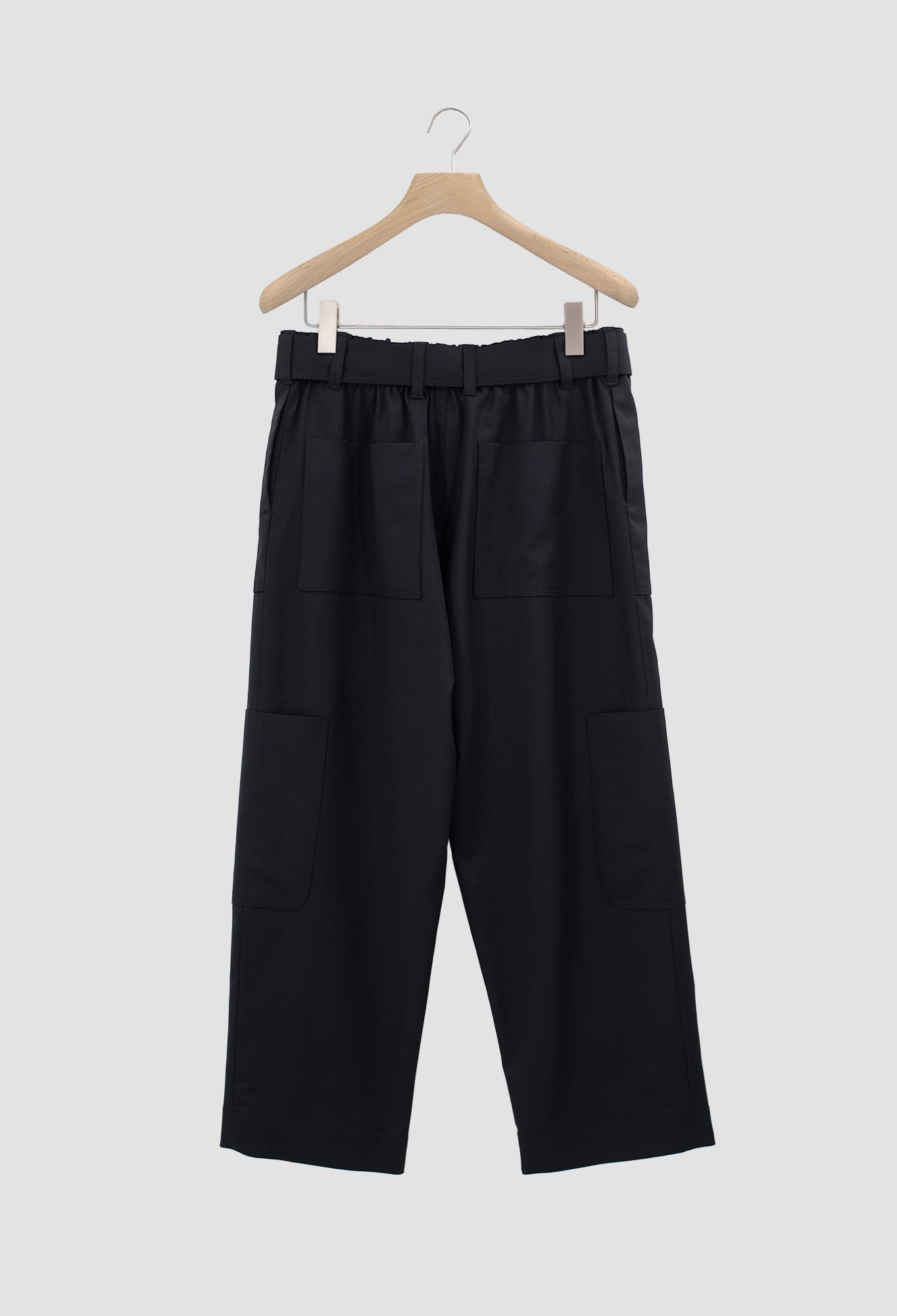 ZACHARY - Wool Flannel Cargo Pants with 6 Pockets in Black