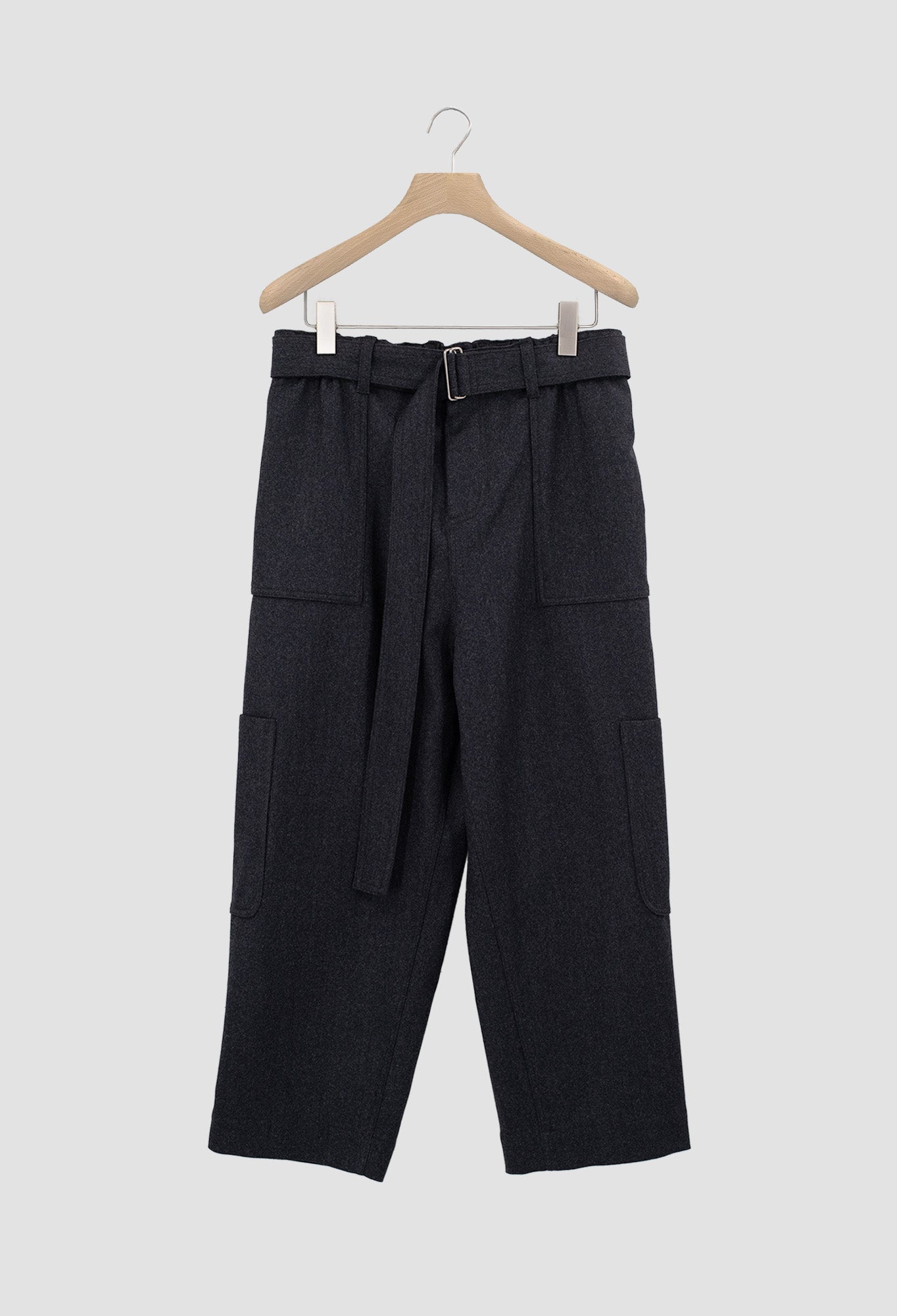 ZACHARY - Wool Flannel Cargo Pants with 6 Pockets in Grey