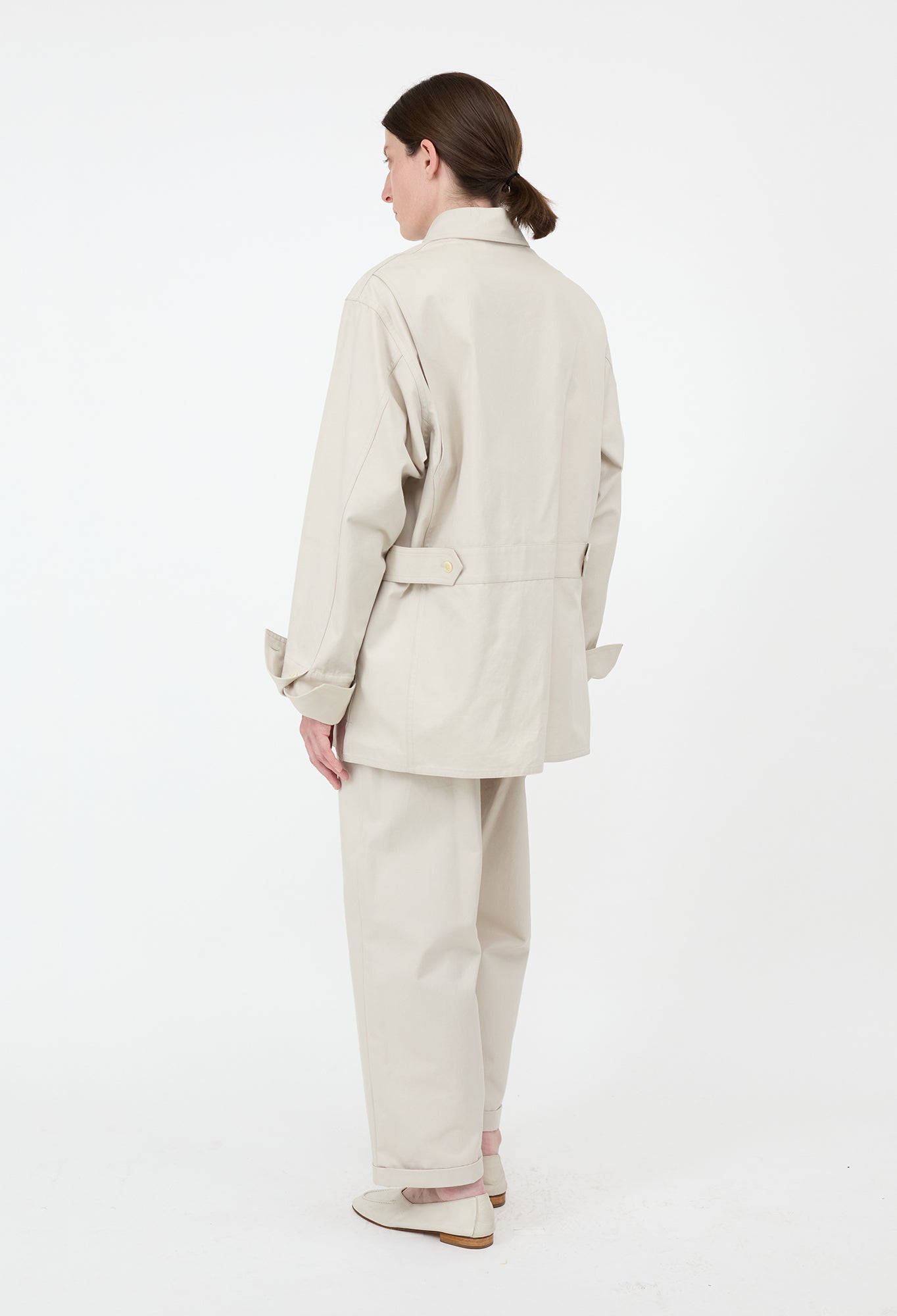 XENIA - Overshirt in Cotton Twill in Light Taupe
