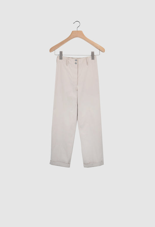 TOM - Cotton Twill Taupe Trousers in Light Taupe