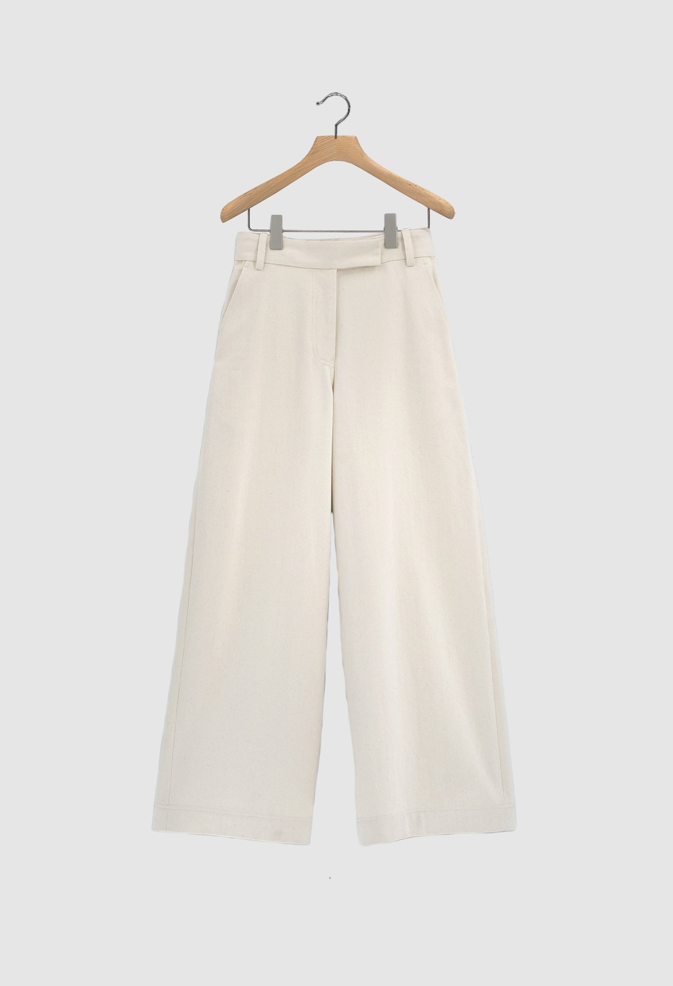 AIDEN - Cotton Denim Trousers in Greige/Undyed