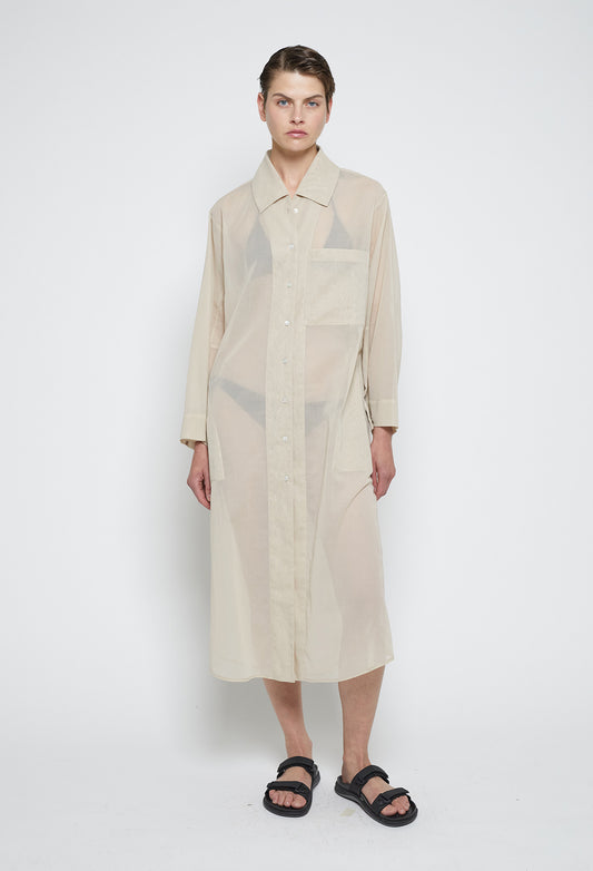 BIRCH - Cotton Gauze Shirt Dress in Beige