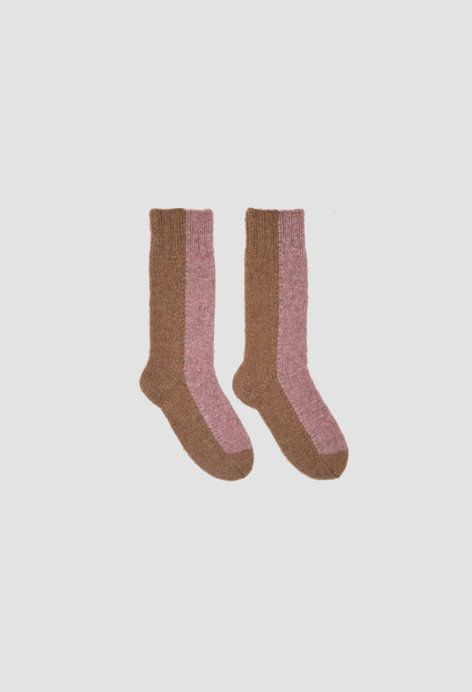 FLINT - Hand-Knit Heavy Socks in Rose and Hazelnut