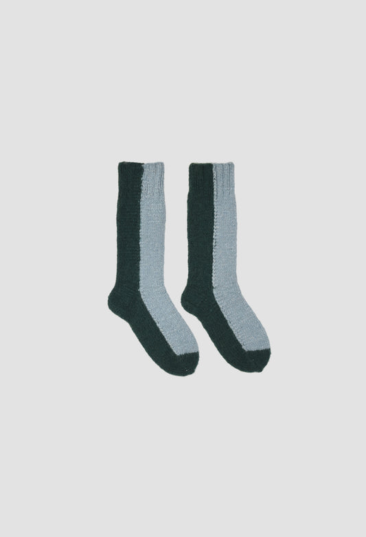 FLINT - Hand-Knit Heavy Socks in Blue and Green