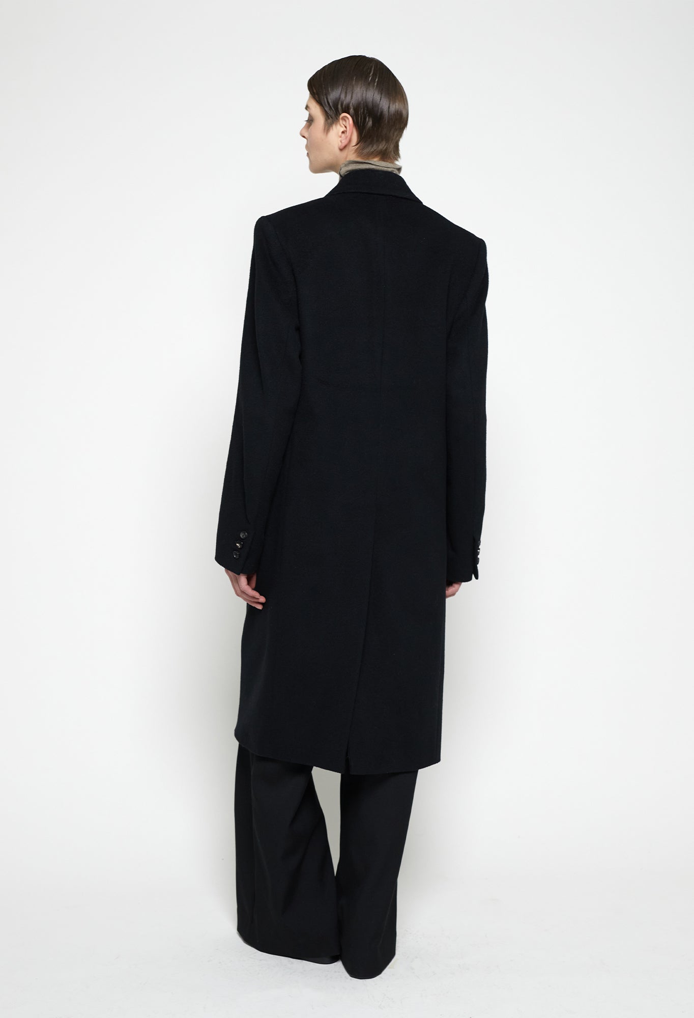 CAMERON - Double-Breasted Wool Coat in Black