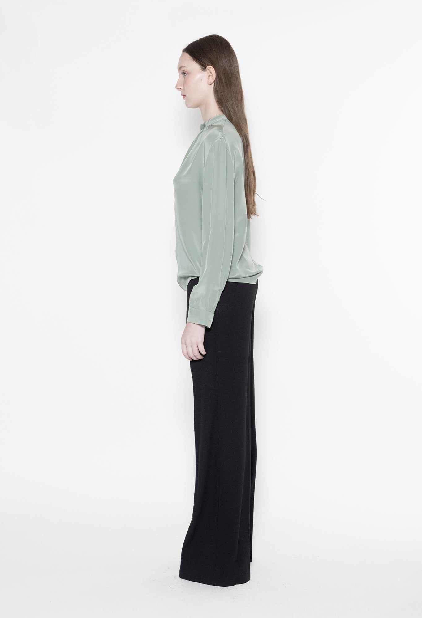 VIOLA - Crepe de Chine Silk Blouse in Sage