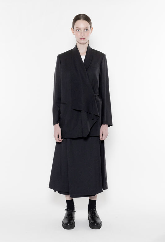 WEIMAR - Asymmetric Wool Gabardine Jacket in Black