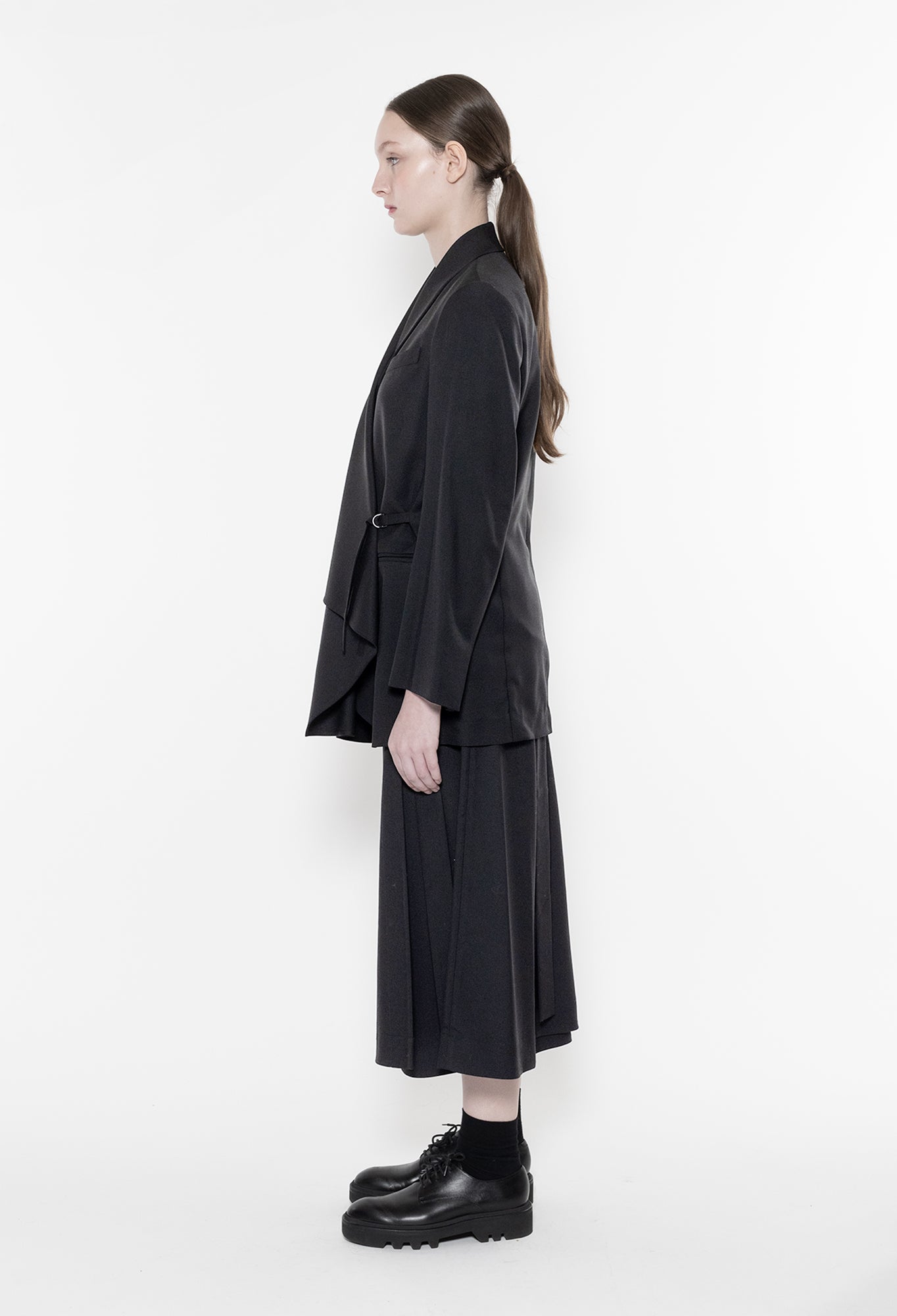 WEIMAR - Asymmetric Wool Gabardine Jacket in Black