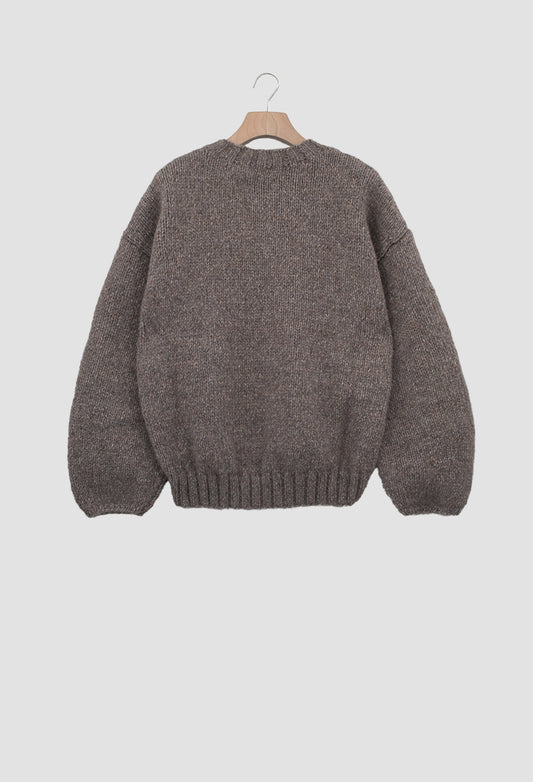 FIENNES - Baby Alpaca Merino Blend Handknit Sweater in Beige