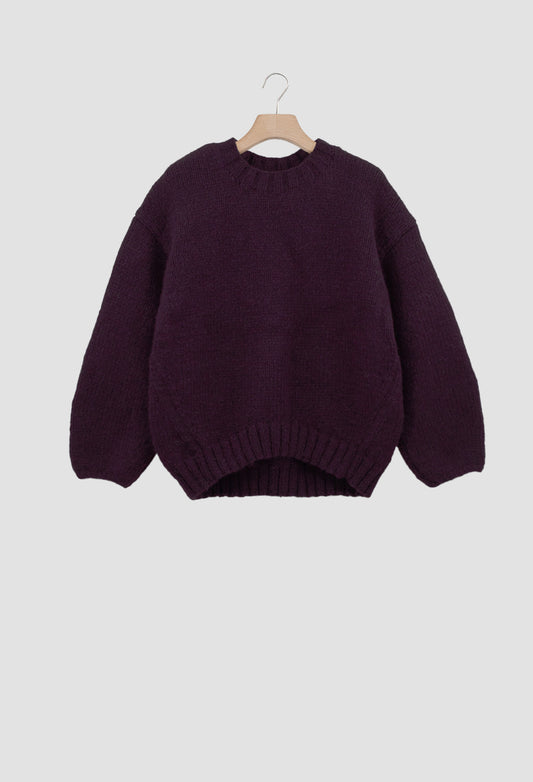 Burgundy sweater on a hanger against a light gray background