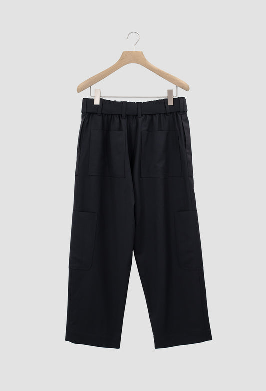 ZACHARY - Wool Flannel Cargo Pants with 6 Pockets in Black