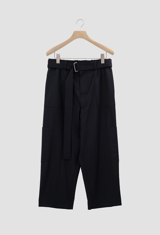 ZACHARY - Wool Flannel Cargo Pants with 6 Pockets in Black
