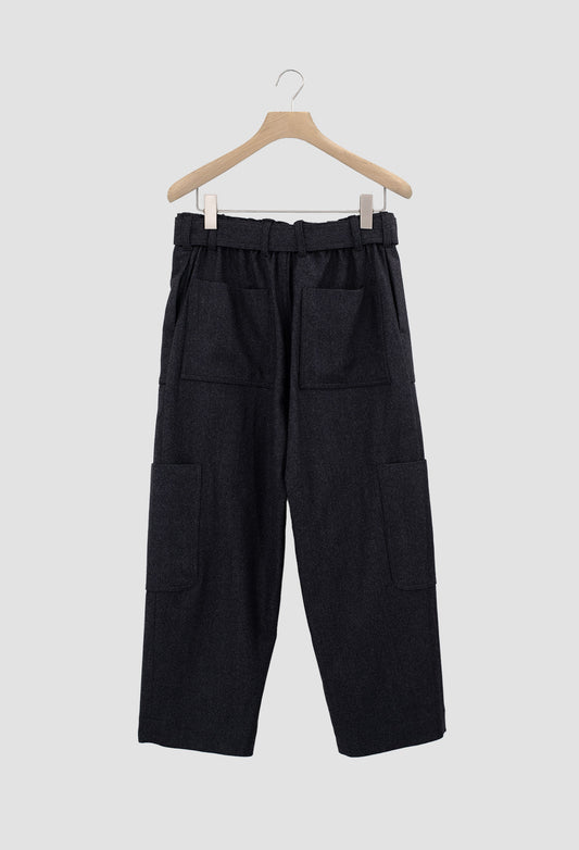 ZACHARY - Wool Flannel Cargo Pants with 6 Pockets in Grey