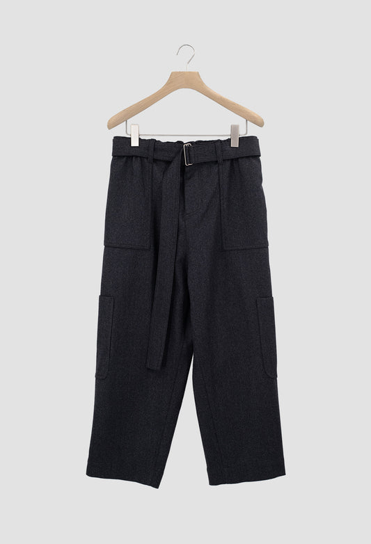 ZACHARY - Wool Flannel Cargo Pants with 6 Pockets in Grey
