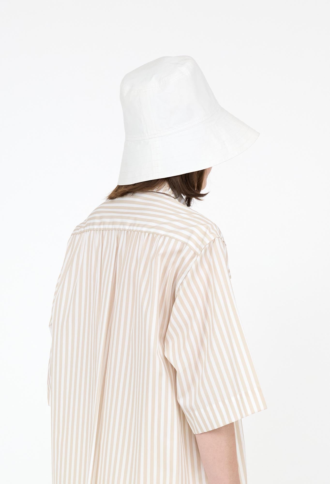 CHARLIE - Italian Technical Outerwear Cotton Bucket Hat with Large Brim in White