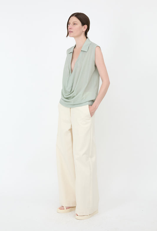AIDEN - Cotton Denim Trousers in Greige/Undyed