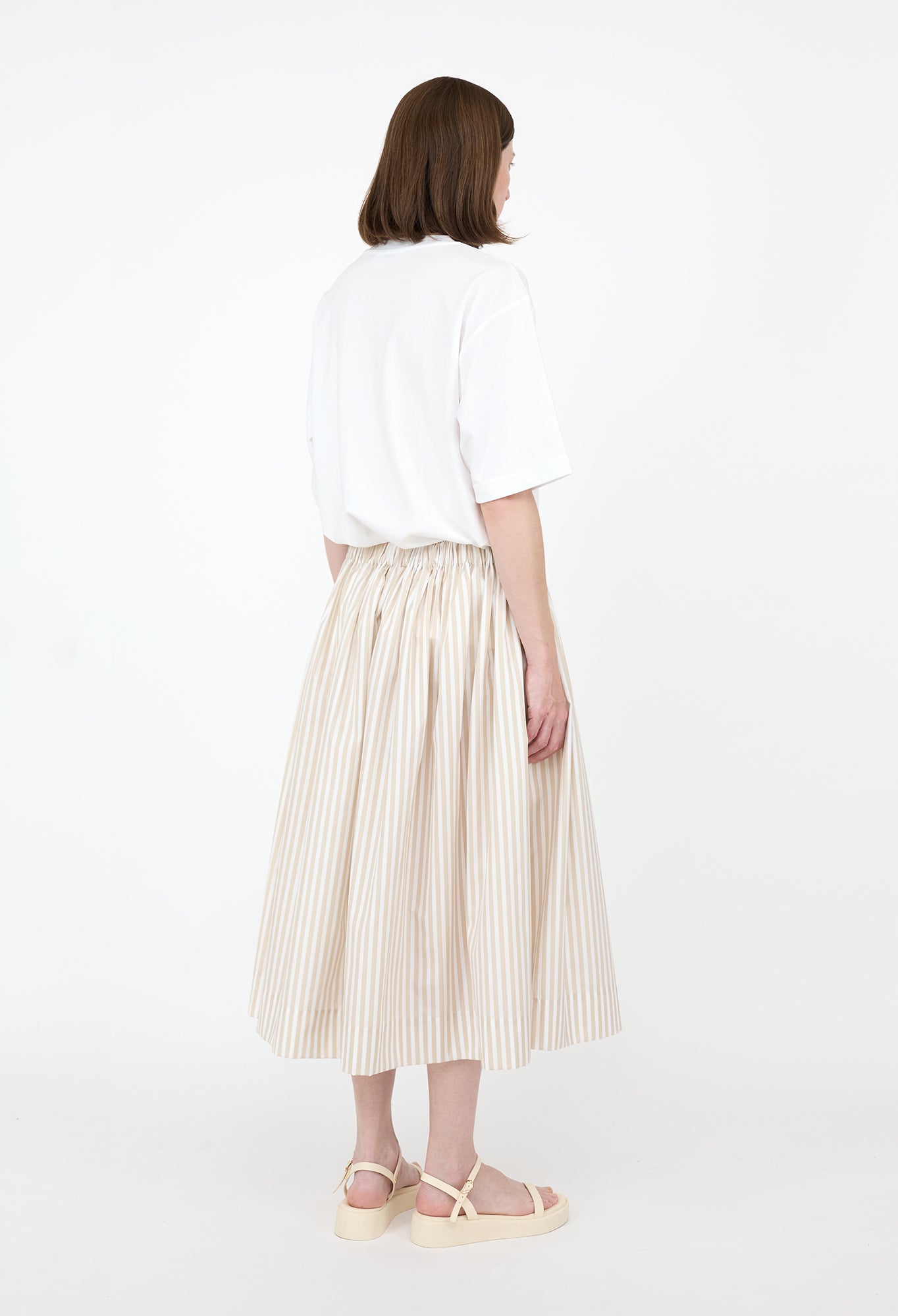 HAZEL - Striped Skirt in Cotton Poplin