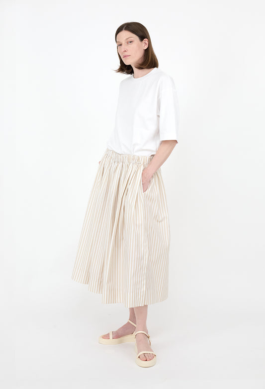 HAZEL - Striped Skirt in Cotton Poplin