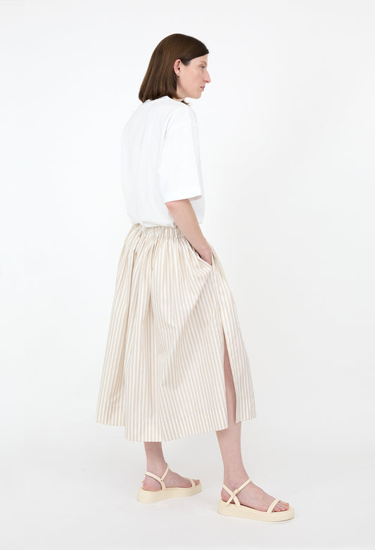 HAZEL - Striped Skirt in Cotton Poplin