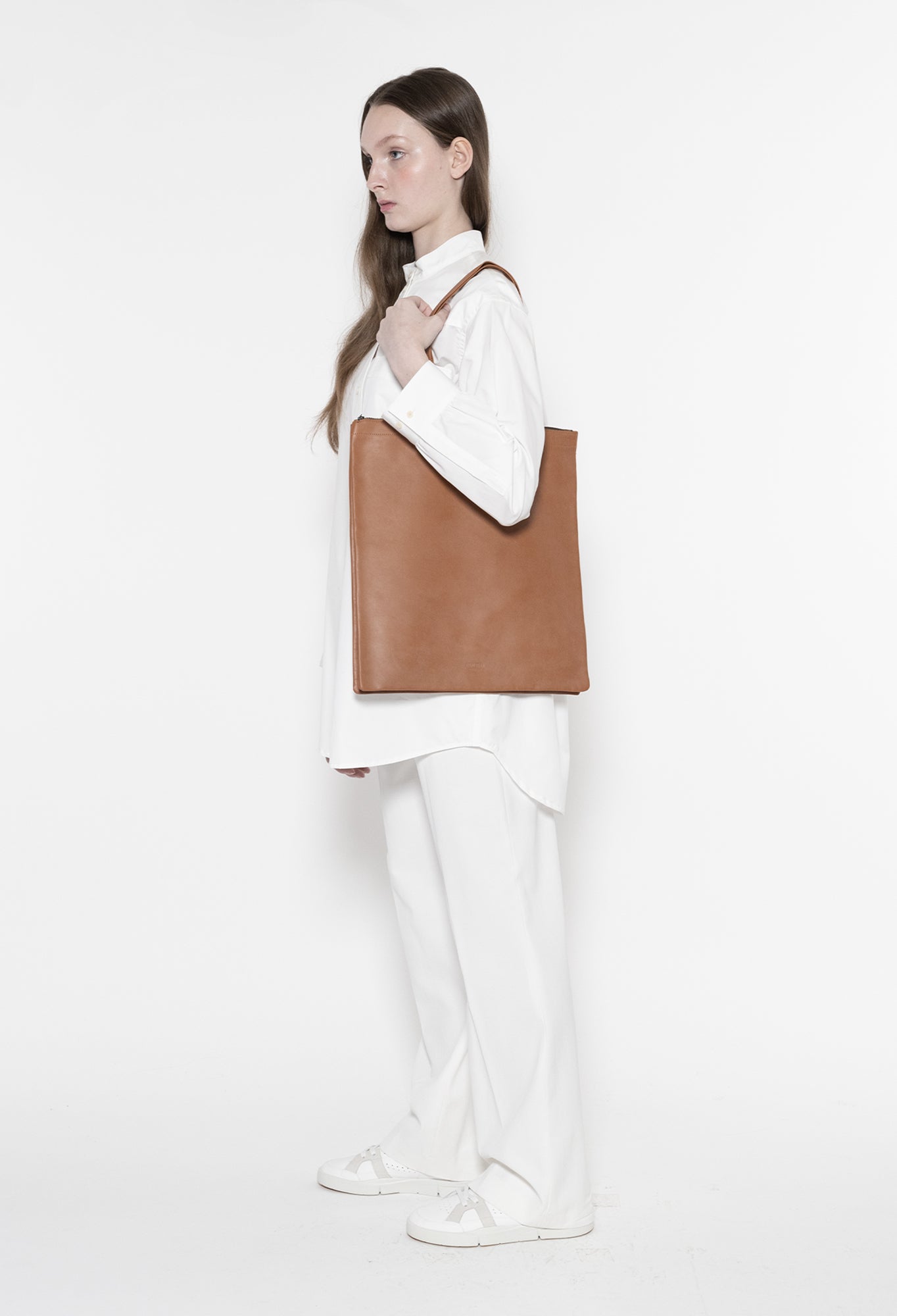 Double Tote Leather Bag by ISAAC REINA in Dark Honey