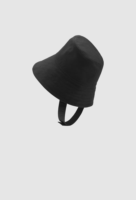 CHARLIE - Cotton Twill Bucket Hat with Large Brim in Black