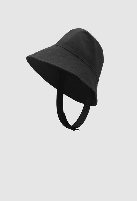 CHARLIE -  Cotton Twill Bucket Hat with Large Brim in Black