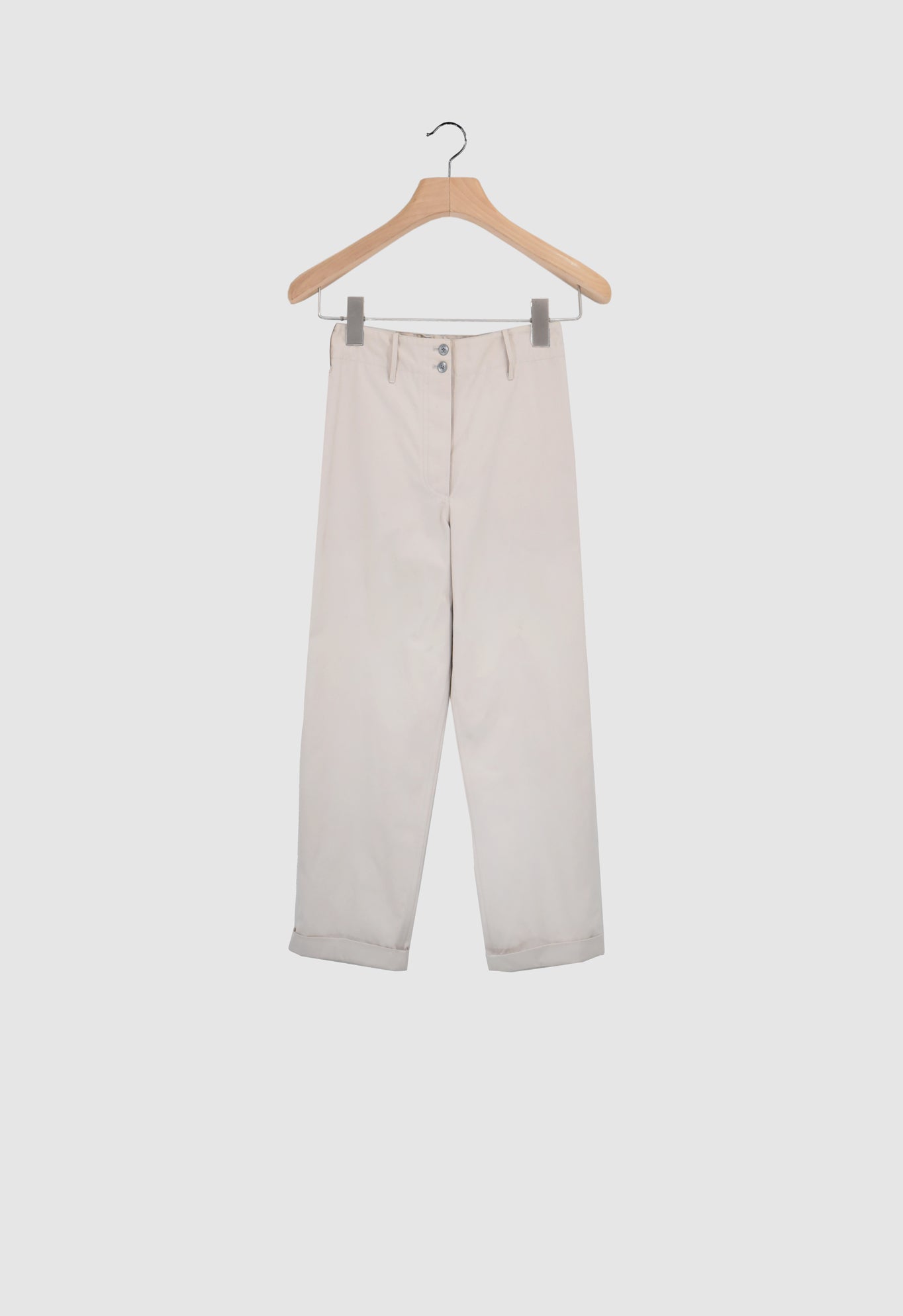 TOM - Cotton Twill Taupe Trousers in Light Taupe