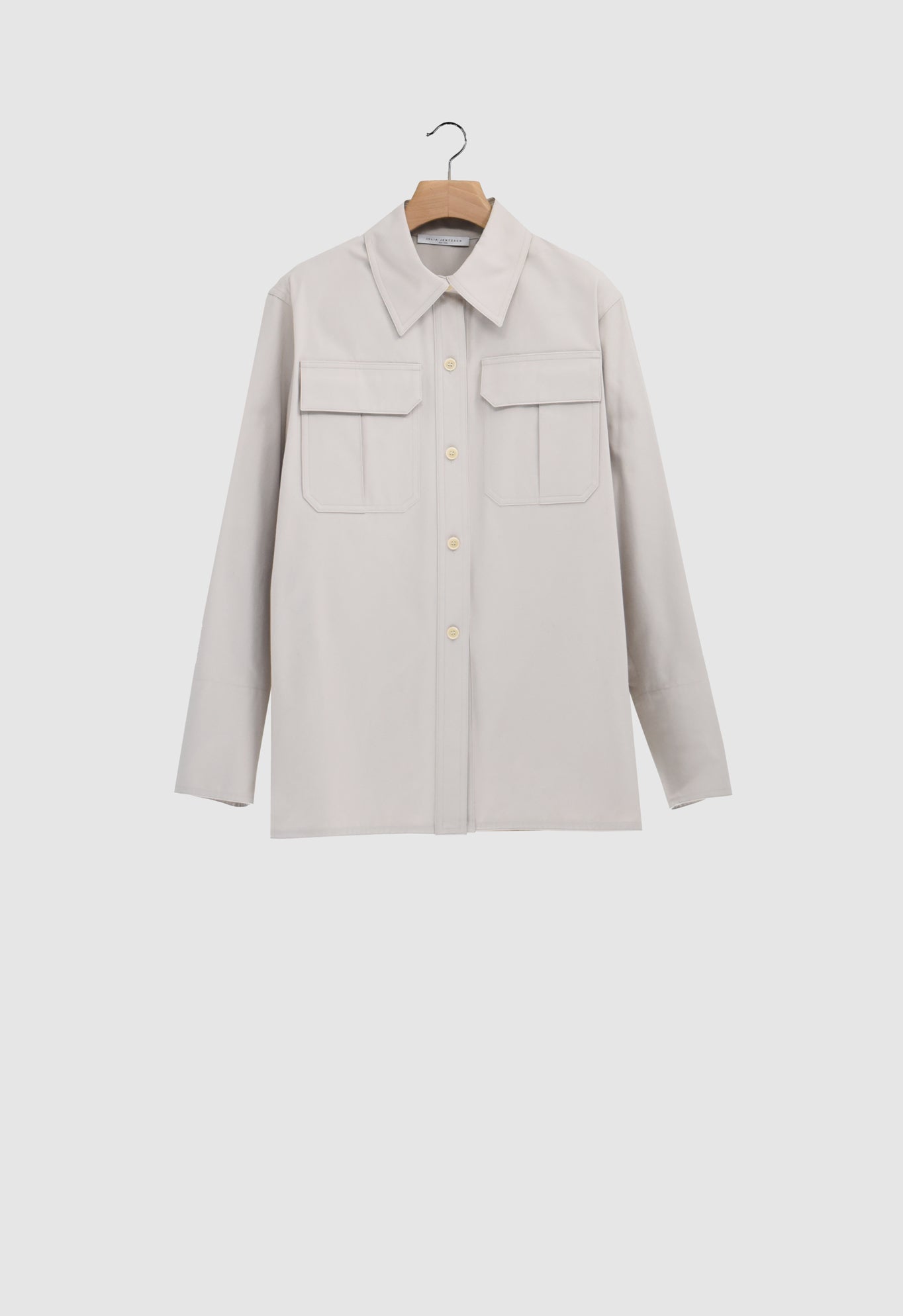 XENIA - Overshirt in Cotton Twill in Light Taupe