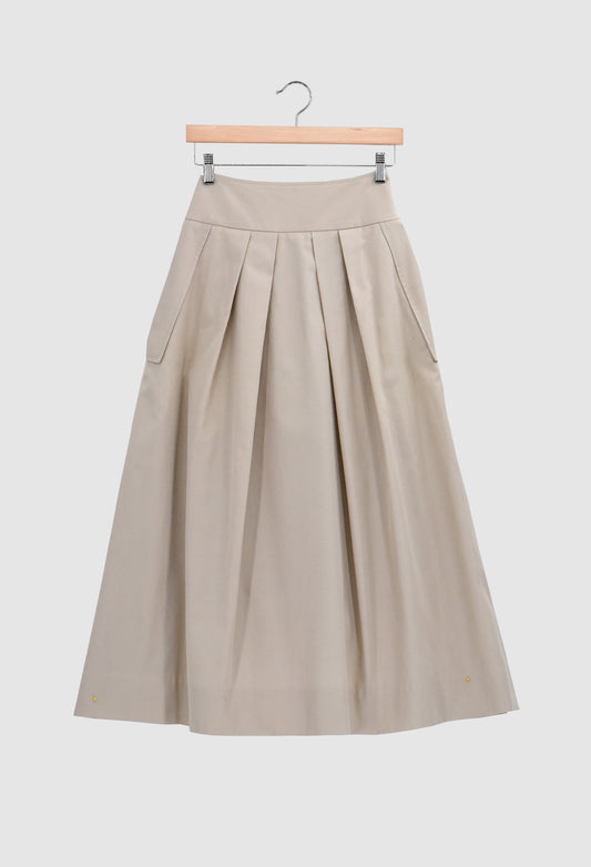YOON - Lightweight Cotton Twill Volume Skirt in Ecru