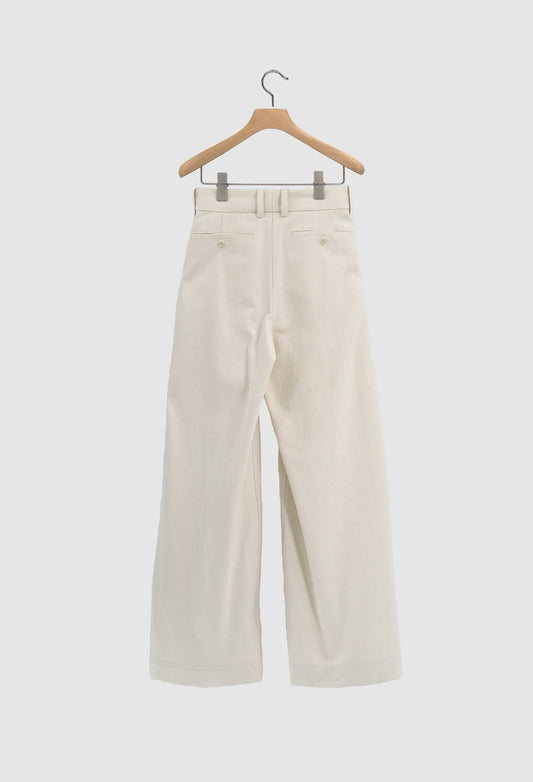 AIDEN - Cotton Denim Trousers in Greige/Undyed
