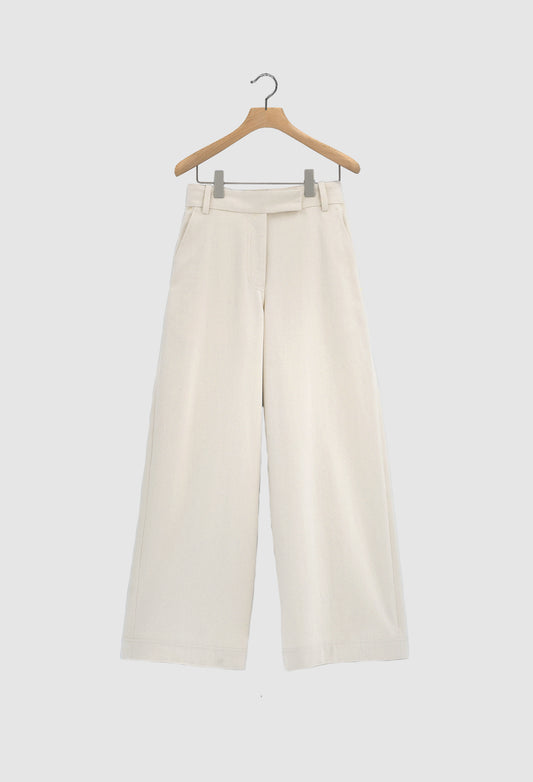 AIDEN - Cotton Denim Trousers in Greige/Undyed