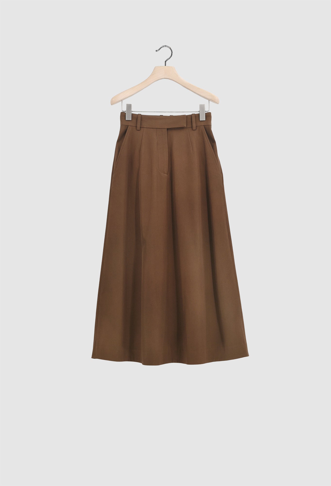 BLOOM - Wool Gabardine Skirt in Walnut