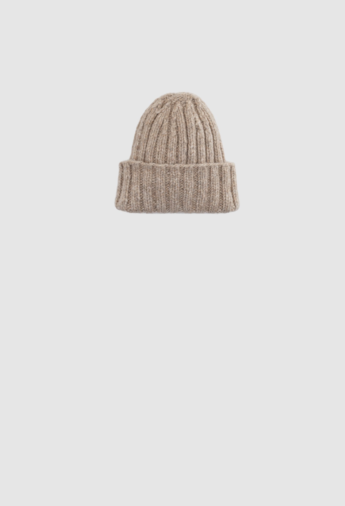 ELM Hat - Alpaca Hand-Knit Single Layered Ribbed Hat in Beige